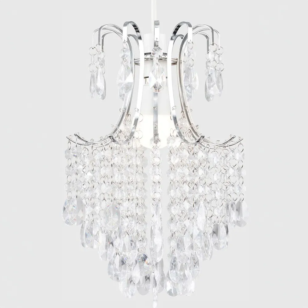 Donah Pendant Shade with Jewel Droplets - Chrome
