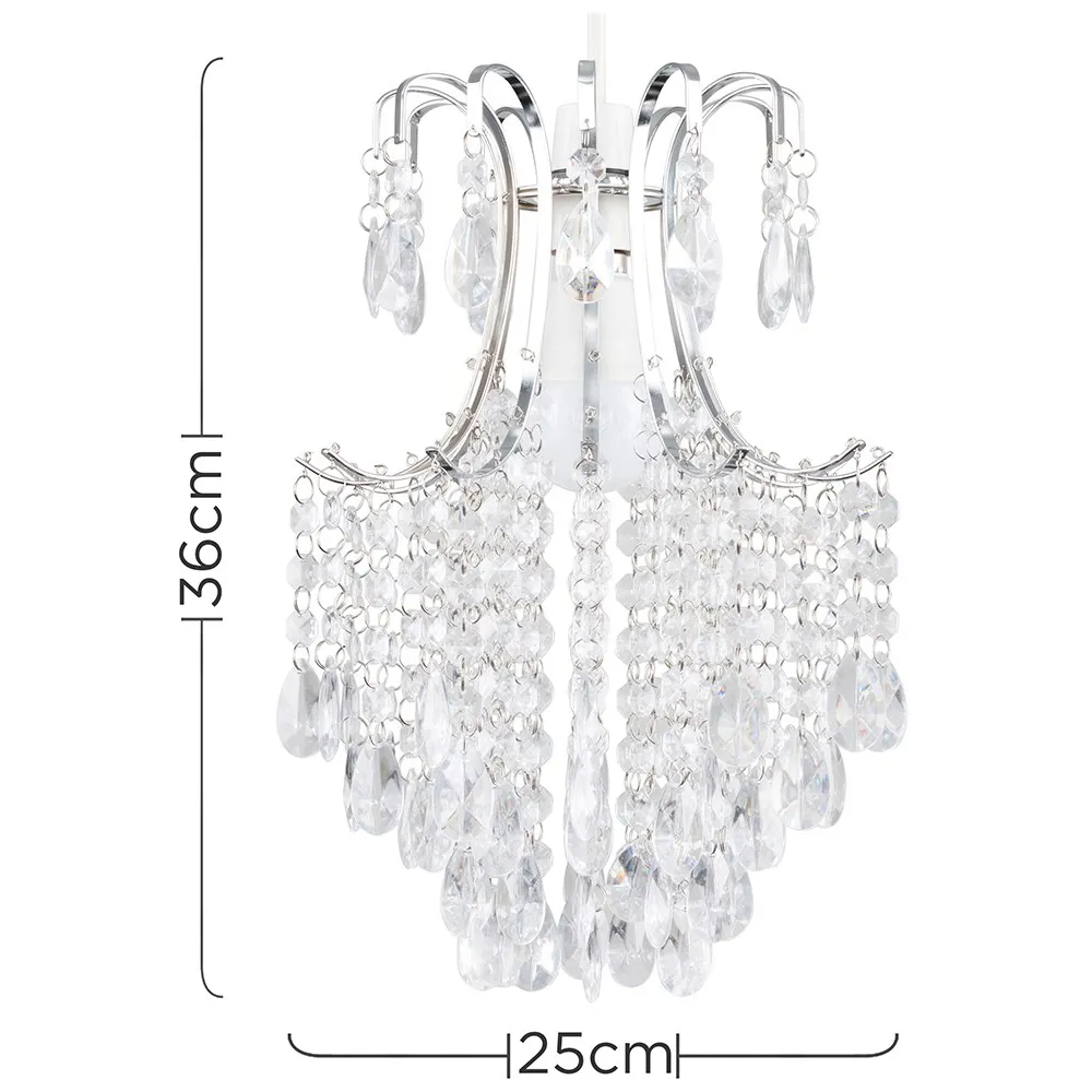 Donah Pendant Shade with Jewel Droplets - Chrome