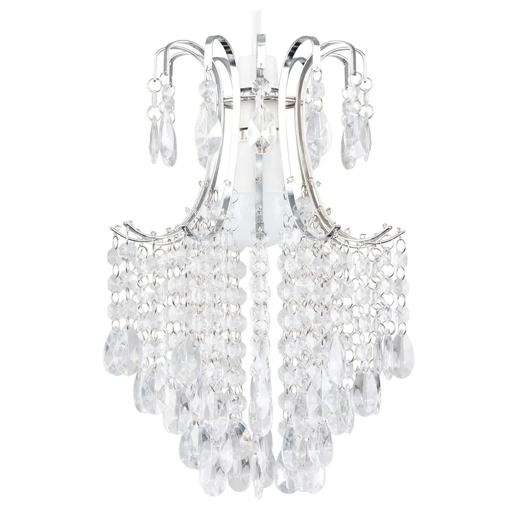 Donah Pendant Shade with Jewel Droplets - Chrome