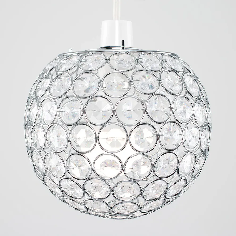Ducy Small Globe Ceiling Pendant Light - Clear, Chrome