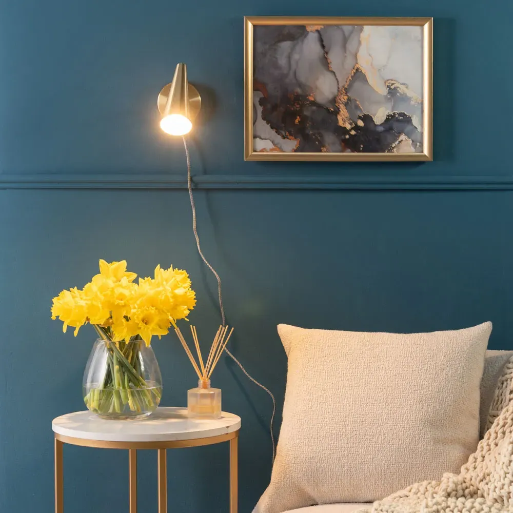 Duke Cone Plug-in LED Wall Light 2 Pack - Gold, Brass