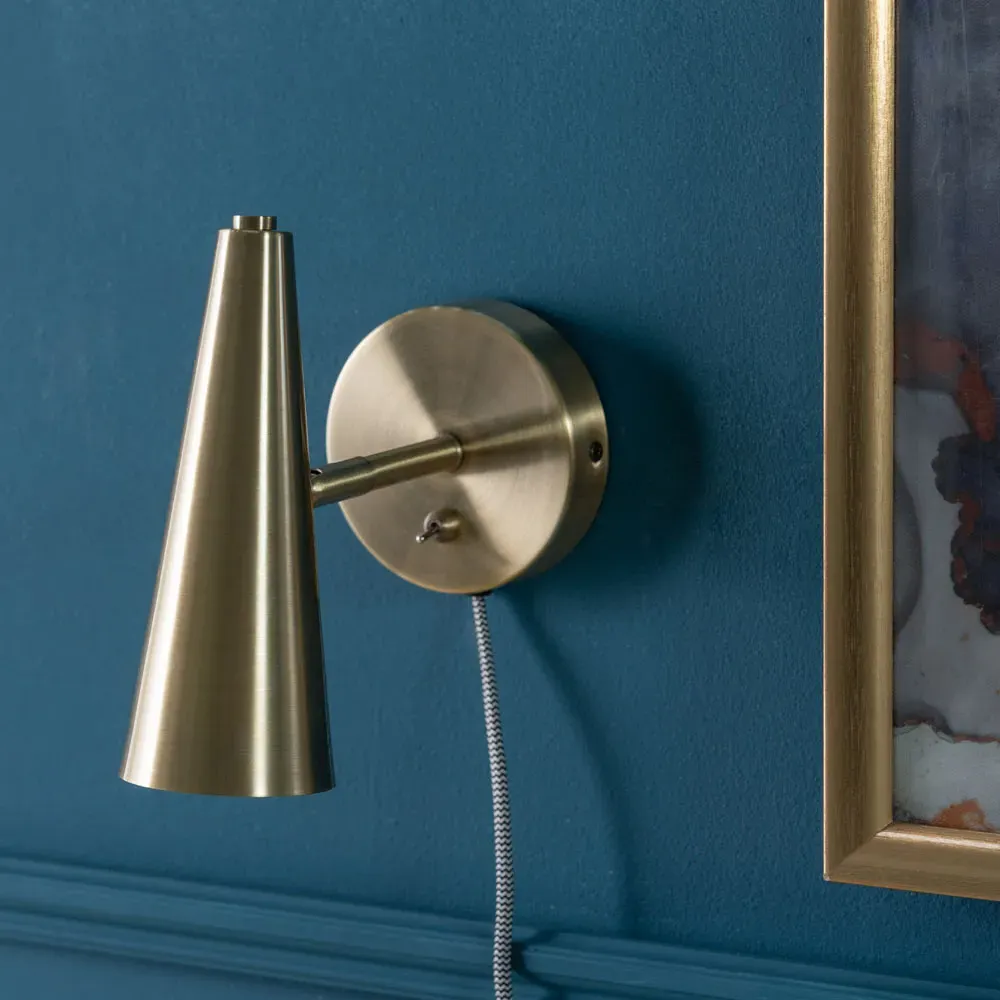 Duke Cone Plug-in LED Wall Light 2 Pack - Gold, Brass