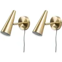 Duke Cone Plug-in LED Wall Light 2 Pack - Gold, Brass
