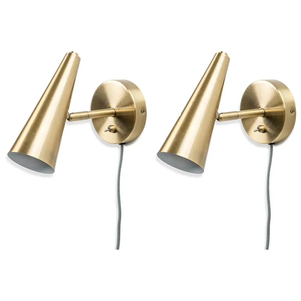 Duke Cone Plug-in LED Wall Light 2 Pack - Gold, Brass