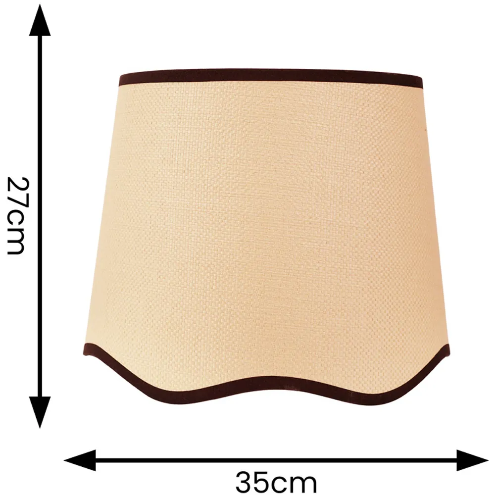 Dutton Large Scallop Edge Lamp Shade - Cream, Black Trim