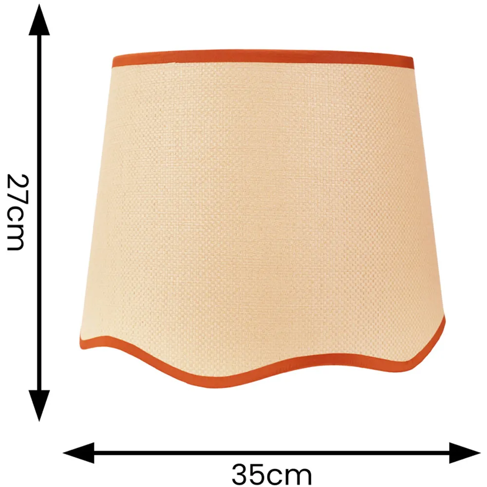 Dutton Large Scallop Edge Lamp Shade - Cream, Rust Trim