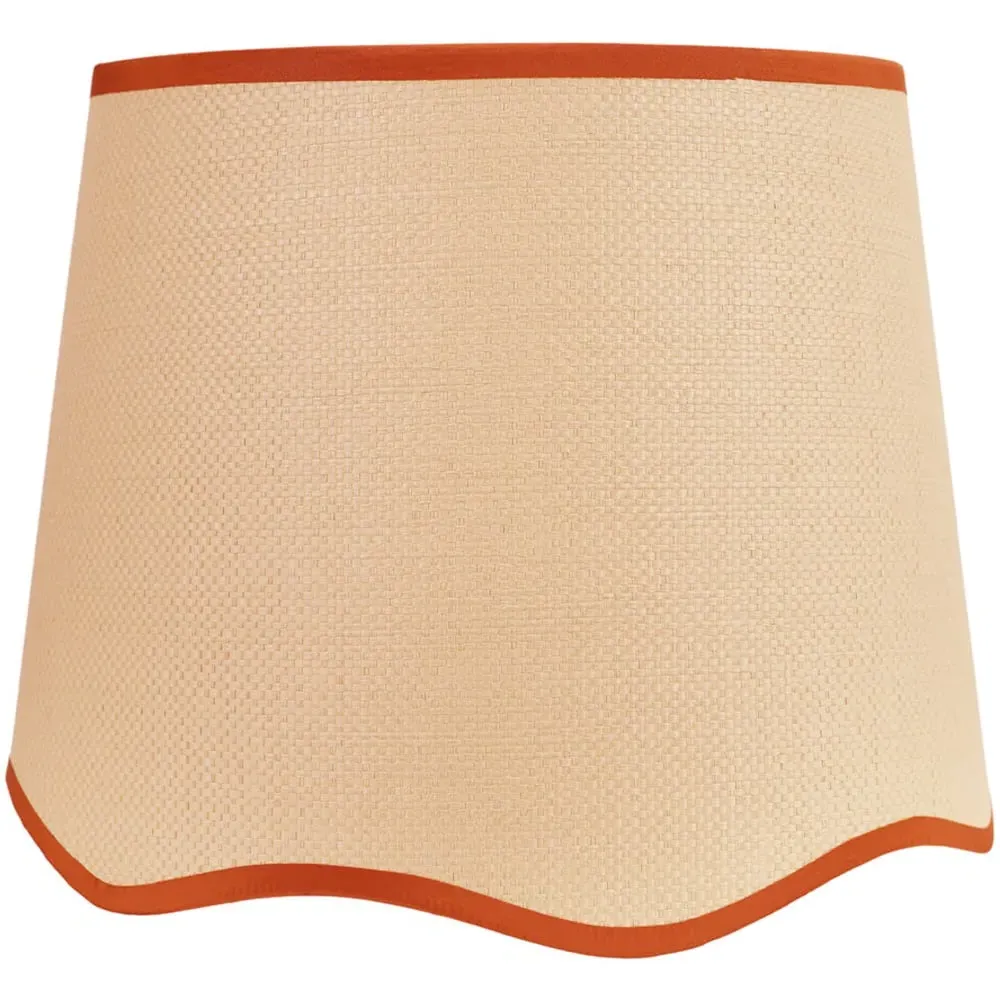 Dutton Large Scallop Edge Lamp Shade - Cream, Rust Trim