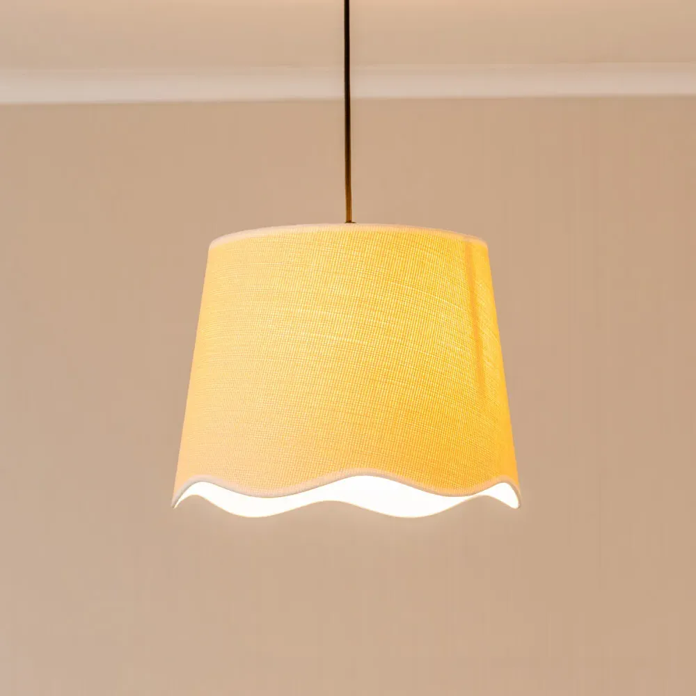 Dutton Large Scallop Edge Lamp Shade - Cream, White Trim