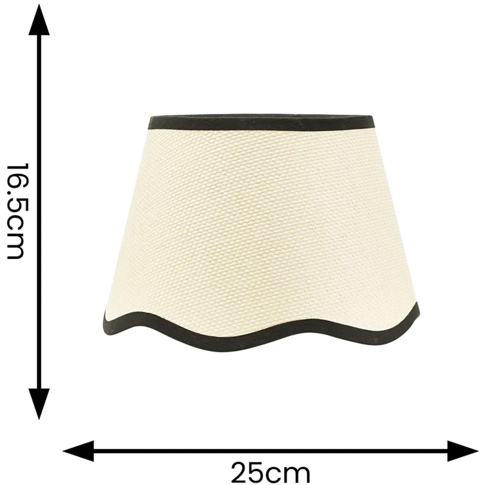 Dutton Small Scallop Edge Lamp Shade - Cream, Black Trim