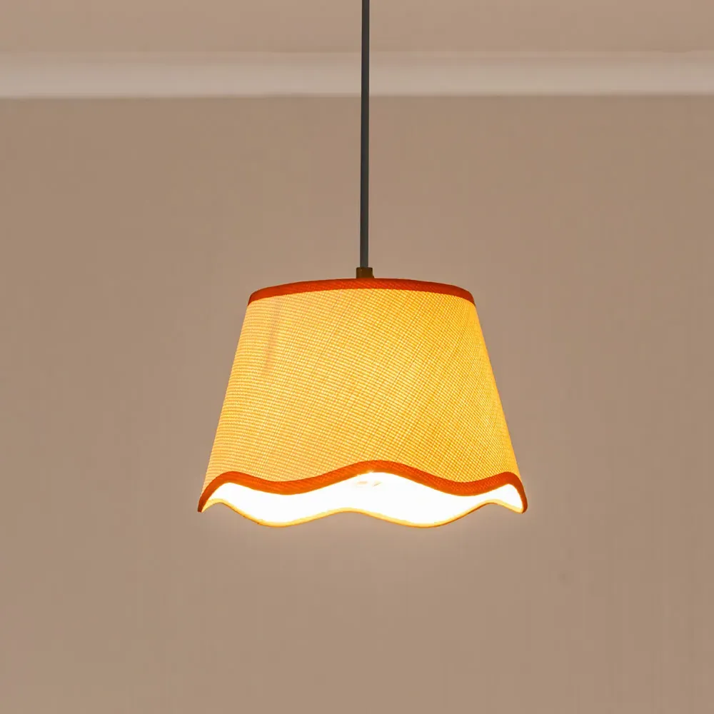 Dutton Small Scallop Edge Lamp Shade - Cream, Rust Trim