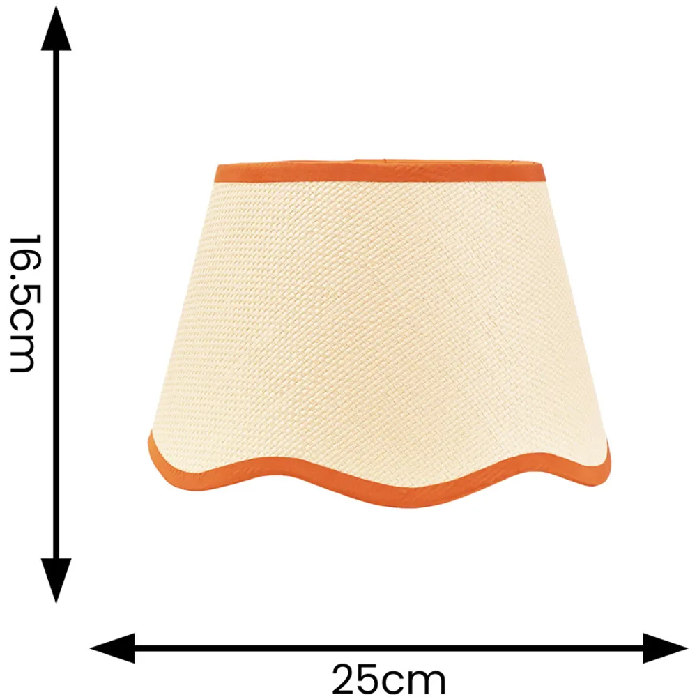 Dutton Small Scallop Edge Lamp Shade - Cream, Rust Trim