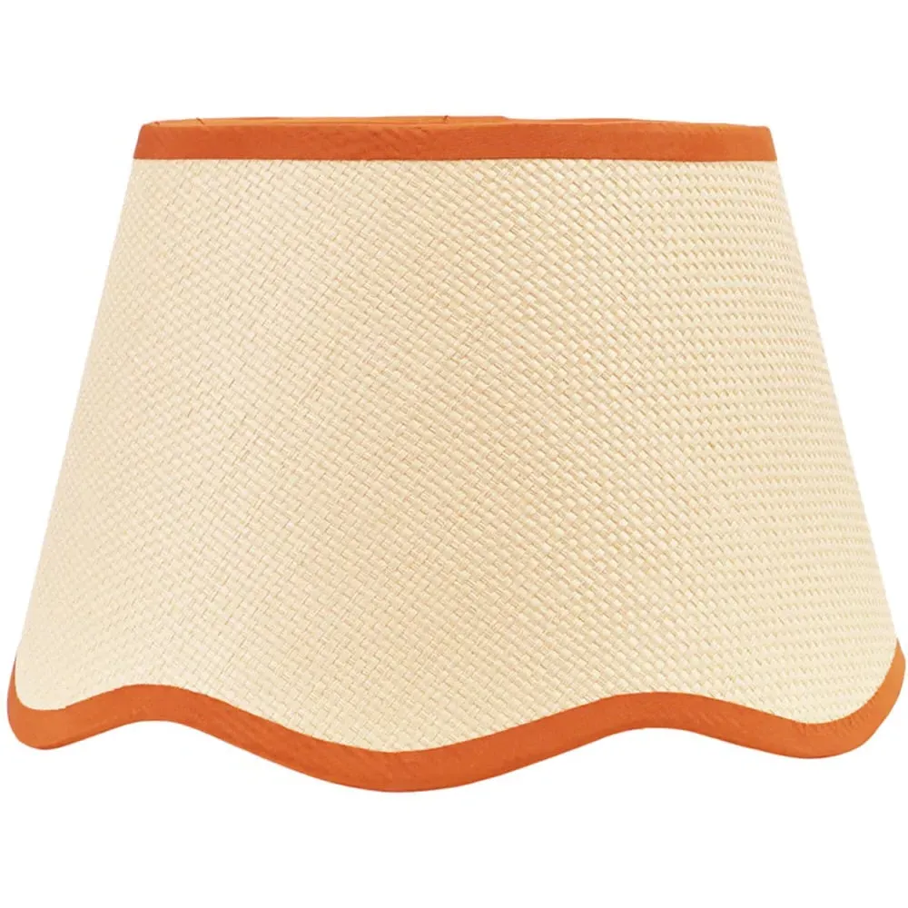 Dutton Small Scallop Edge Lamp Shade - Cream, Rust Trim