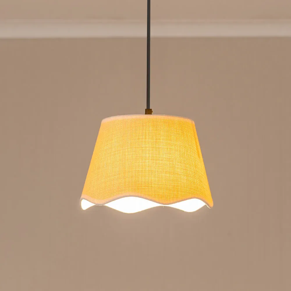 Dutton Small Scallop Edge Lamp Shade - Cream, White Trim