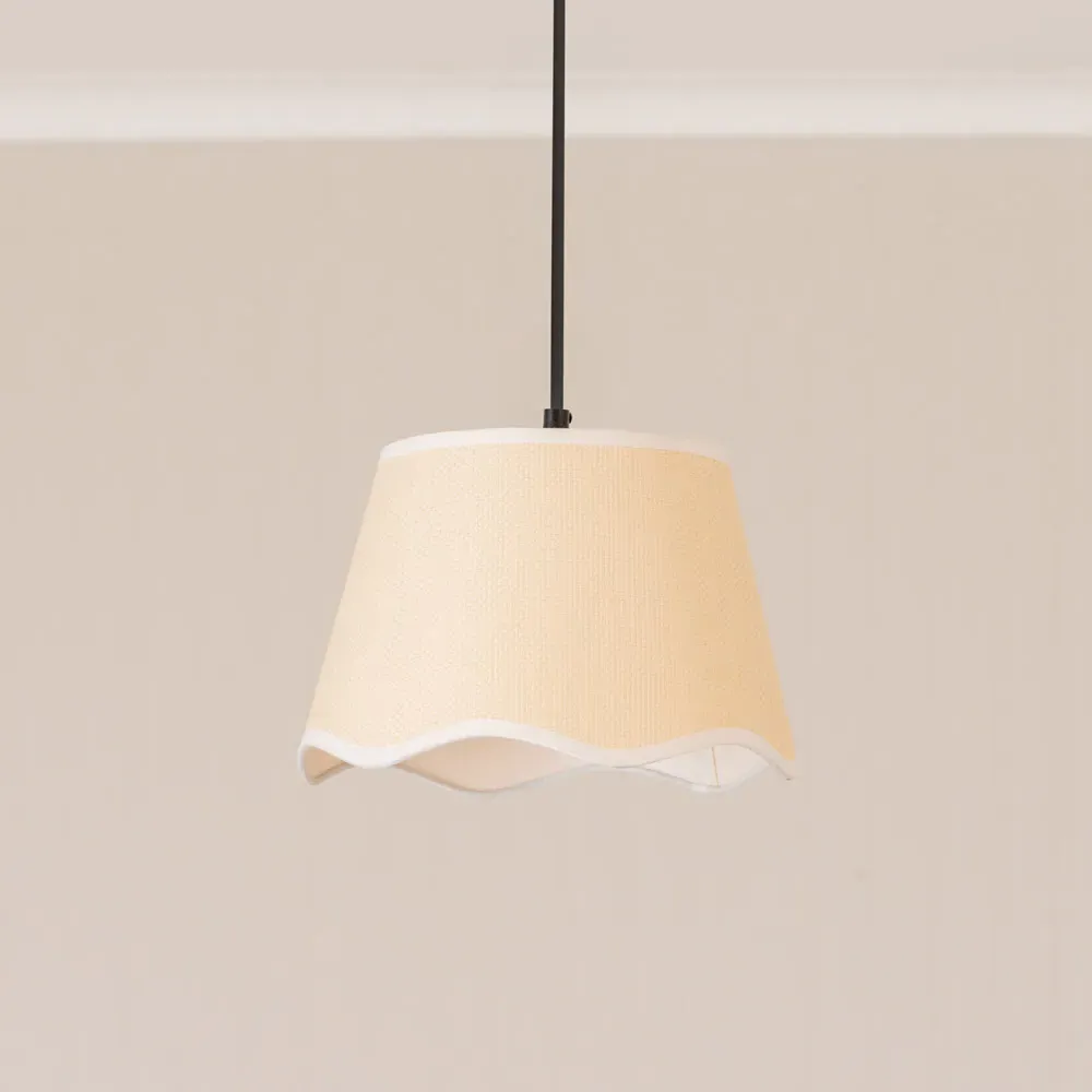 Dutton Small Scallop Edge Lamp Shade - Cream, White Trim