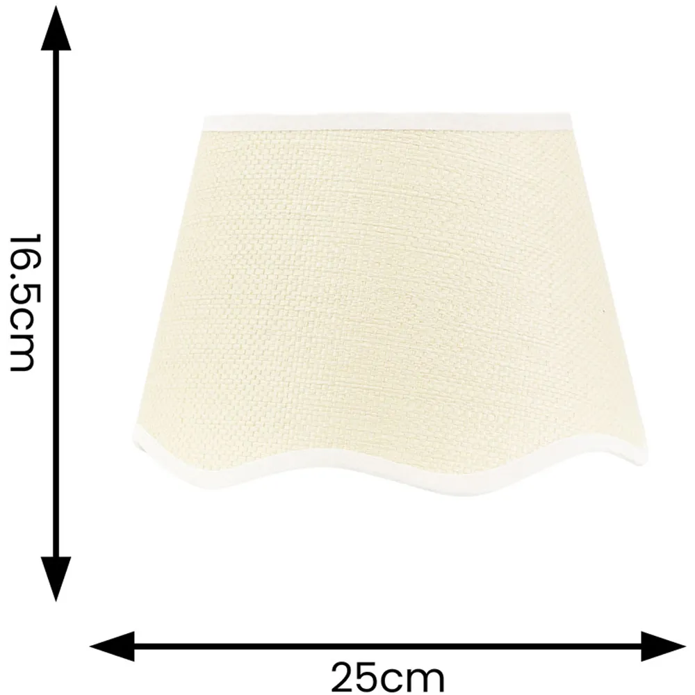 Dutton Small Scallop Edge Lamp Shade - Cream, White Trim