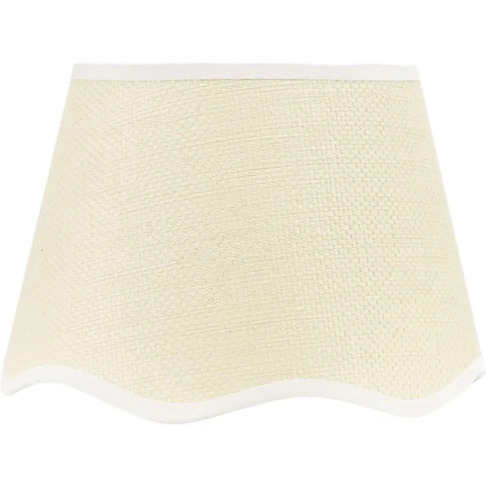 Dutton Small Scallop Edge Lamp Shade - Cream, White Trim