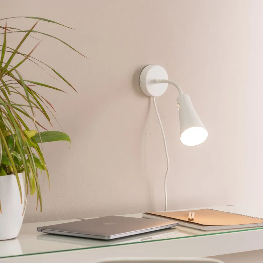 Edwards Flexi Neck Cone Plug-in LED Wall Light 2 Pack - White
