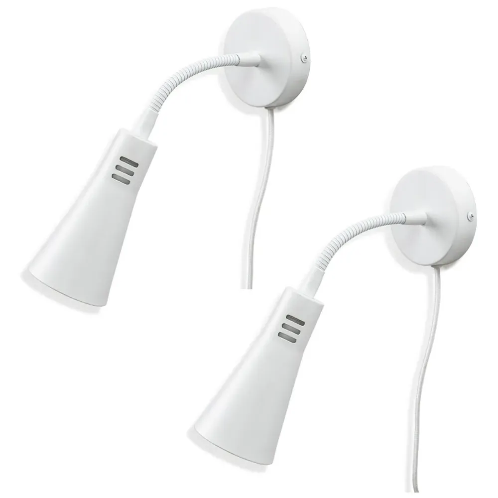 Edwards Flexi Neck Cone Plug-in LED Wall Light 2 Pack - White