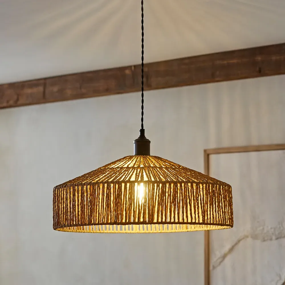 Elcano Woven Rope Ceiling Pendant Light Shade - Brown