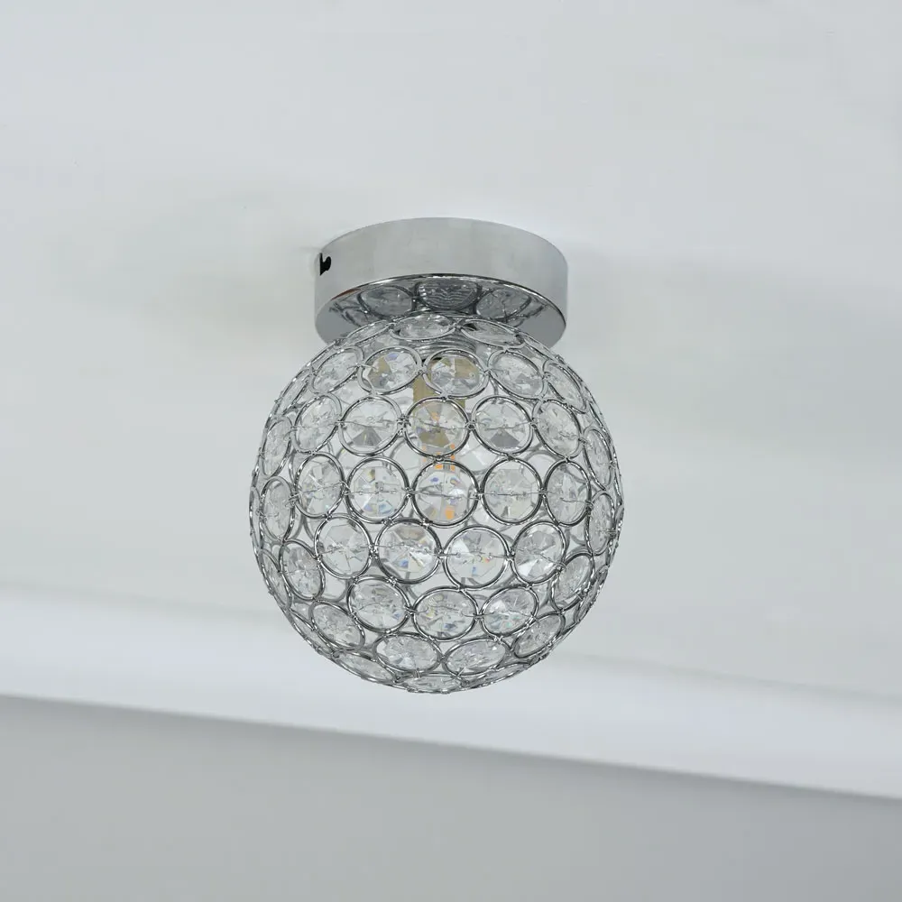 Ella Sphere Globe Jewel LED Flush Ceiling Light - Chrome