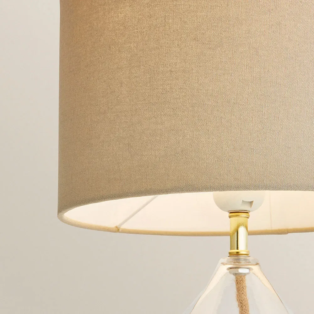 Eloise Drum Shade Table Lamp - White, Glass