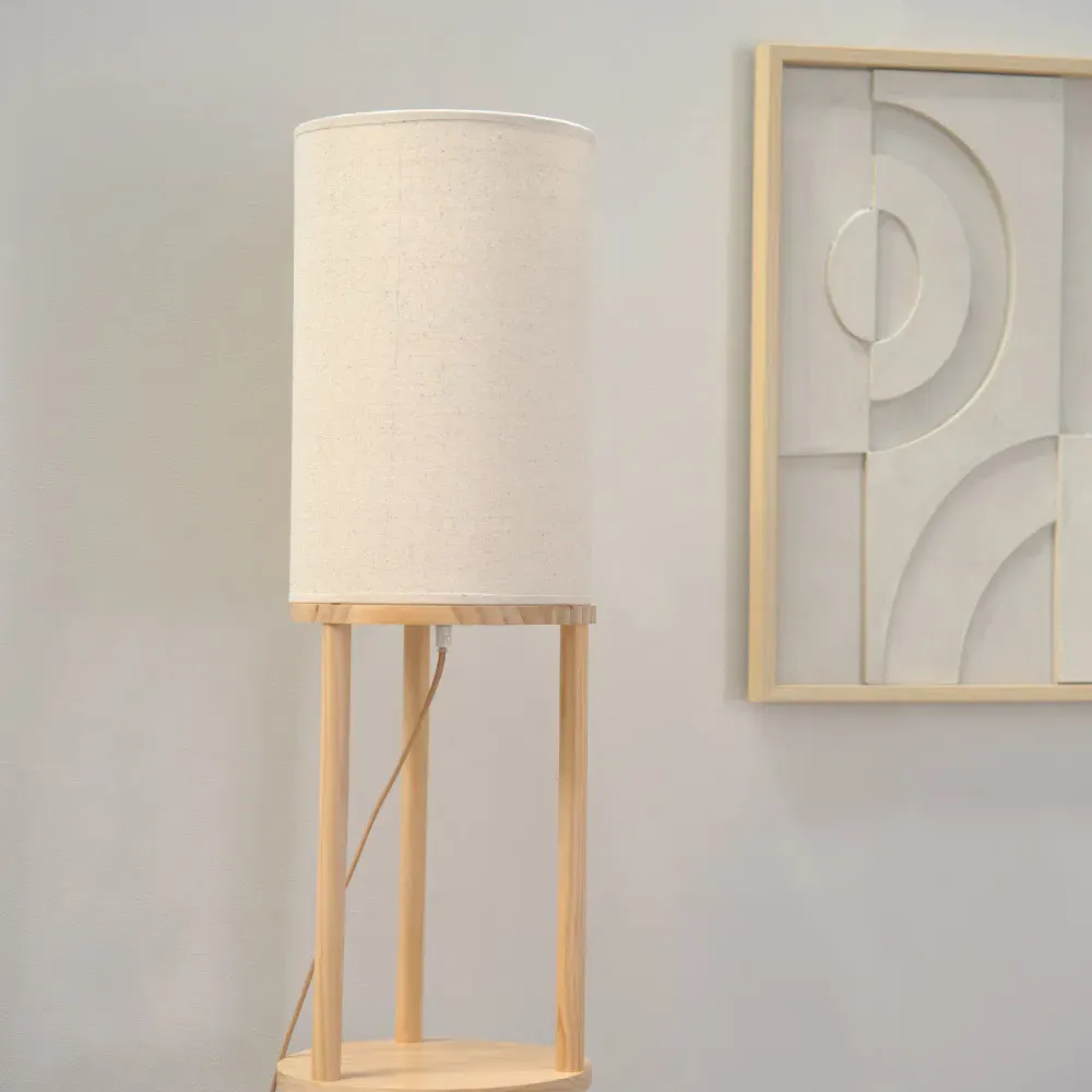 Elsa 3 Shelf Wooden LED Floor Lamp - Cream