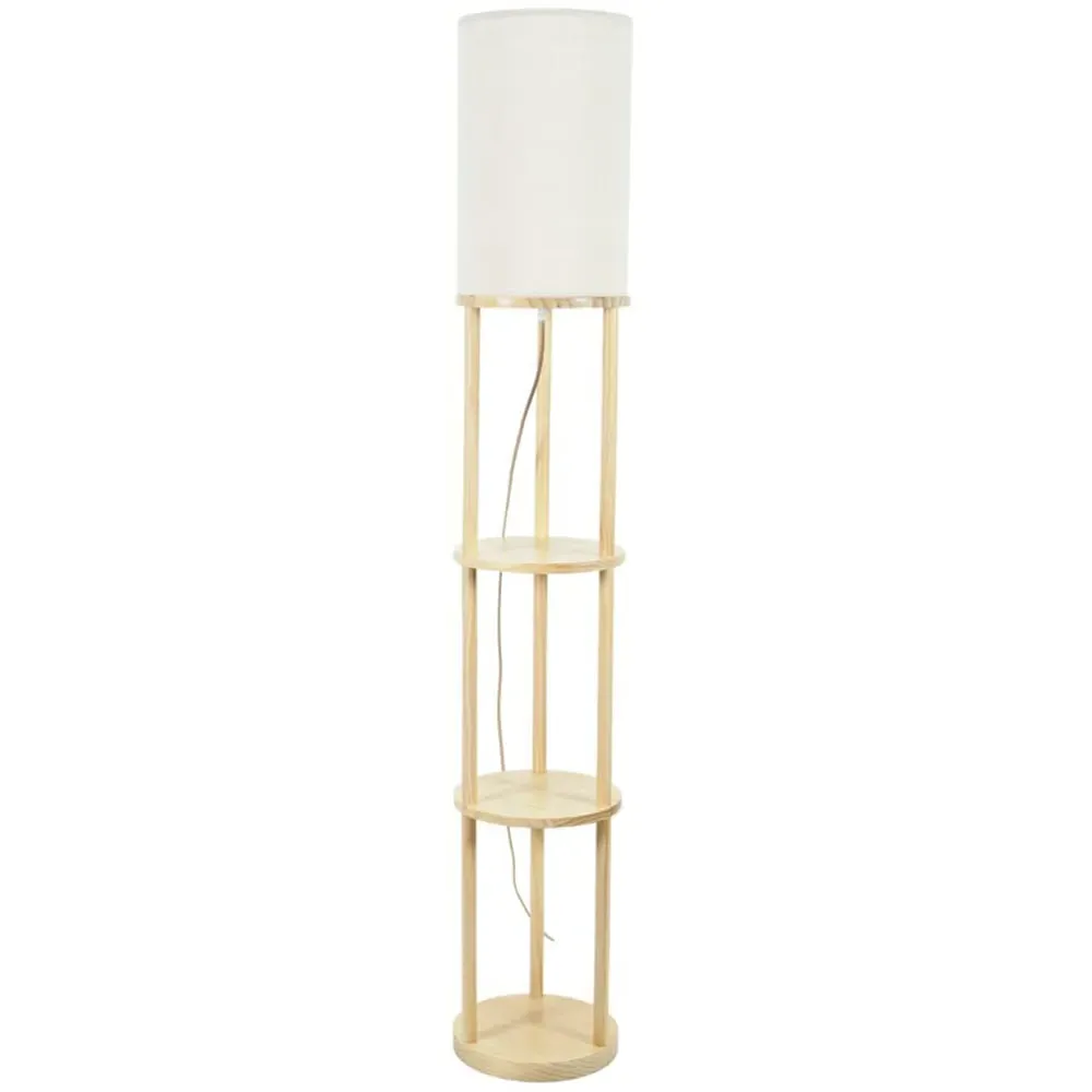 Elsa 3 Shelf Wooden LED Floor Lamp - Cream