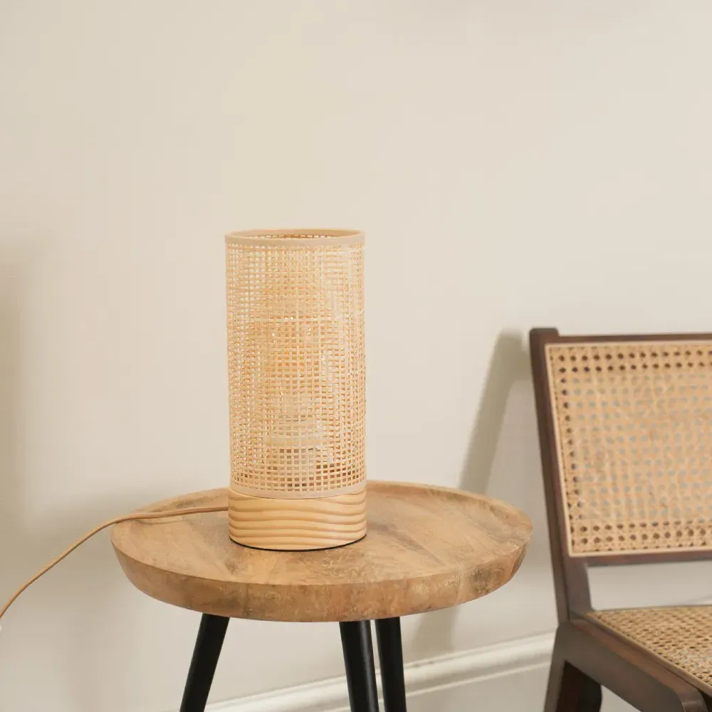 Elsa Bamboo Shade LED Table Lamp - Cream, Bamboo
