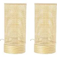 Elsa Set of 2 Bamboo Shade LED Table Lamps - Cream, Bamboo