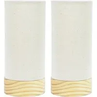 Elsa Set of 2 Bamboo Shade LED Table Lamps - Cream, Bamboo