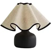 Emilia Round Table Lamp with Wave Shade - Black, Ceramic