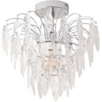 Emma Waterfall LED Ceiling Light with Jewel Droplets - Silver