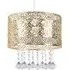 Enna Cylinder Pendant Light Shade with Jewel Droplets - Gold