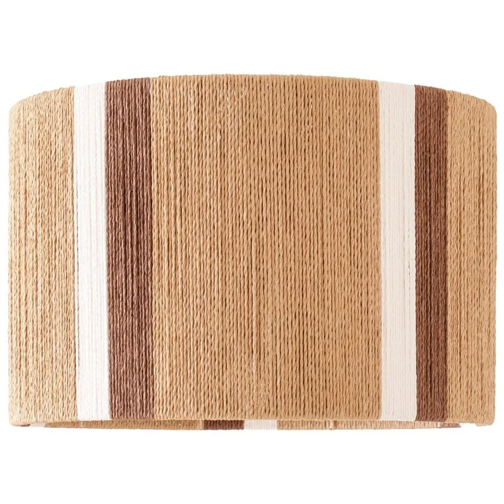 Erica Striped Drum Ceiling Pendant Lamp Shade - Brown, Rattan
