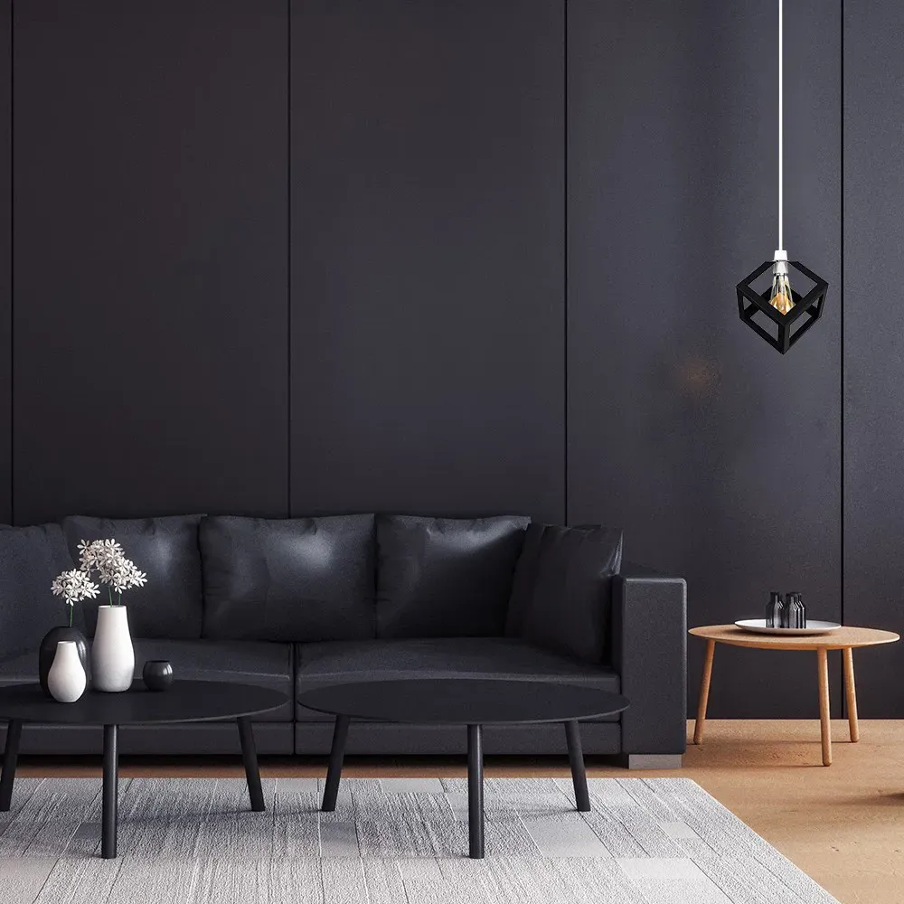 Eschor Puzzle Cube Pendant Light Shade - Black, Metal