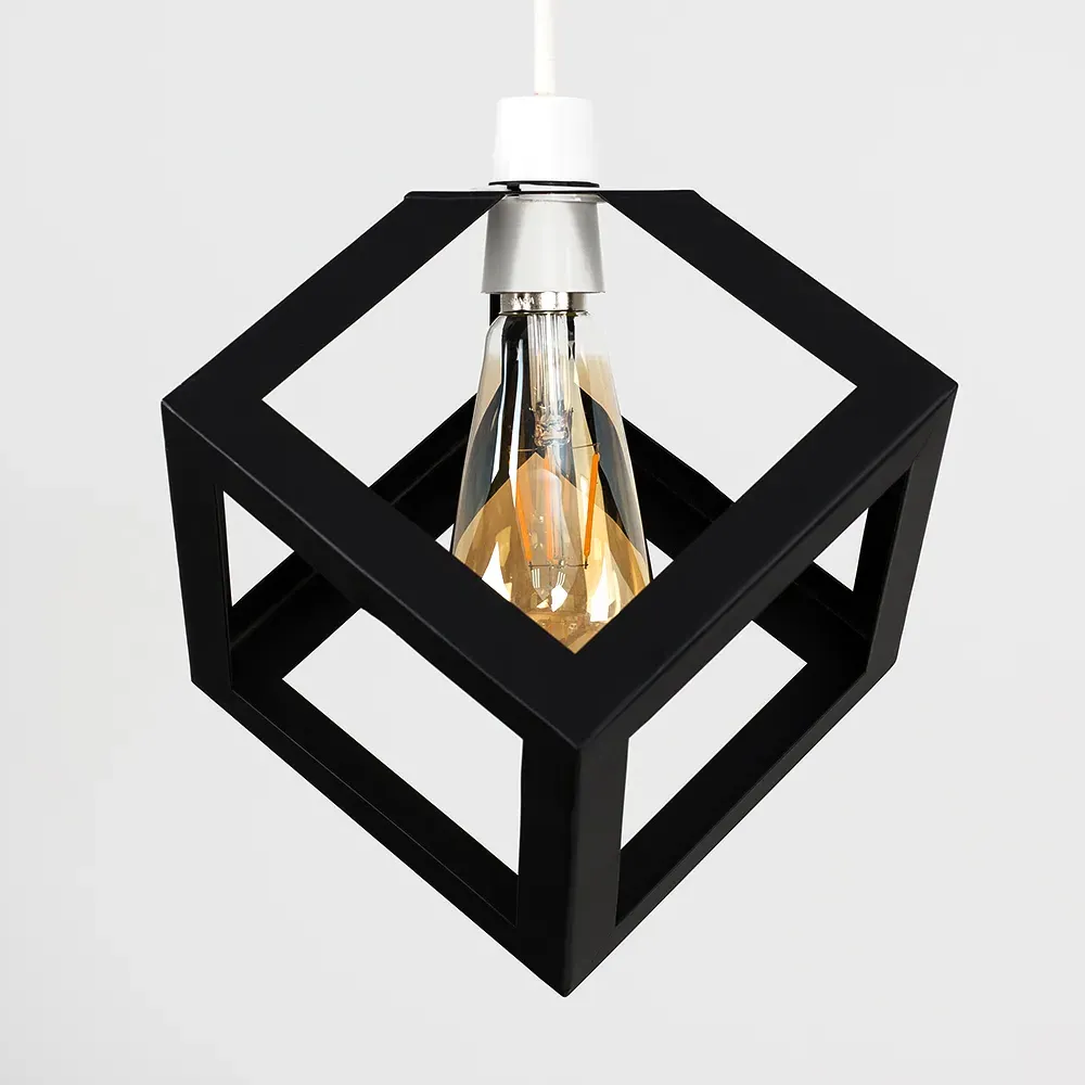 Eschor Puzzle Cube Pendant Light Shade - Black, Metal