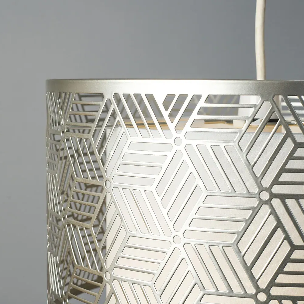 Eugene Geo Drum Pendant Light Shade - Grey, Metal