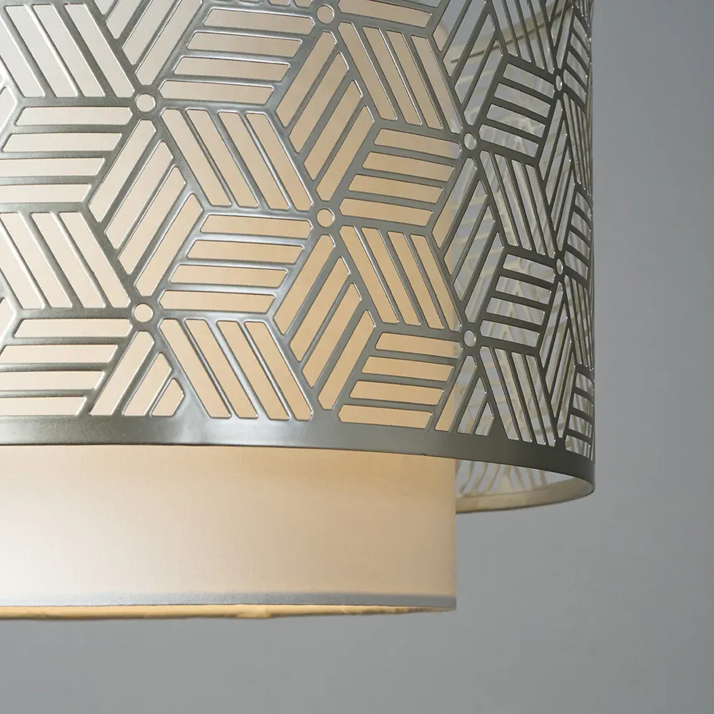 Eugene Geo Drum Pendant Light Shade - Grey, Metal