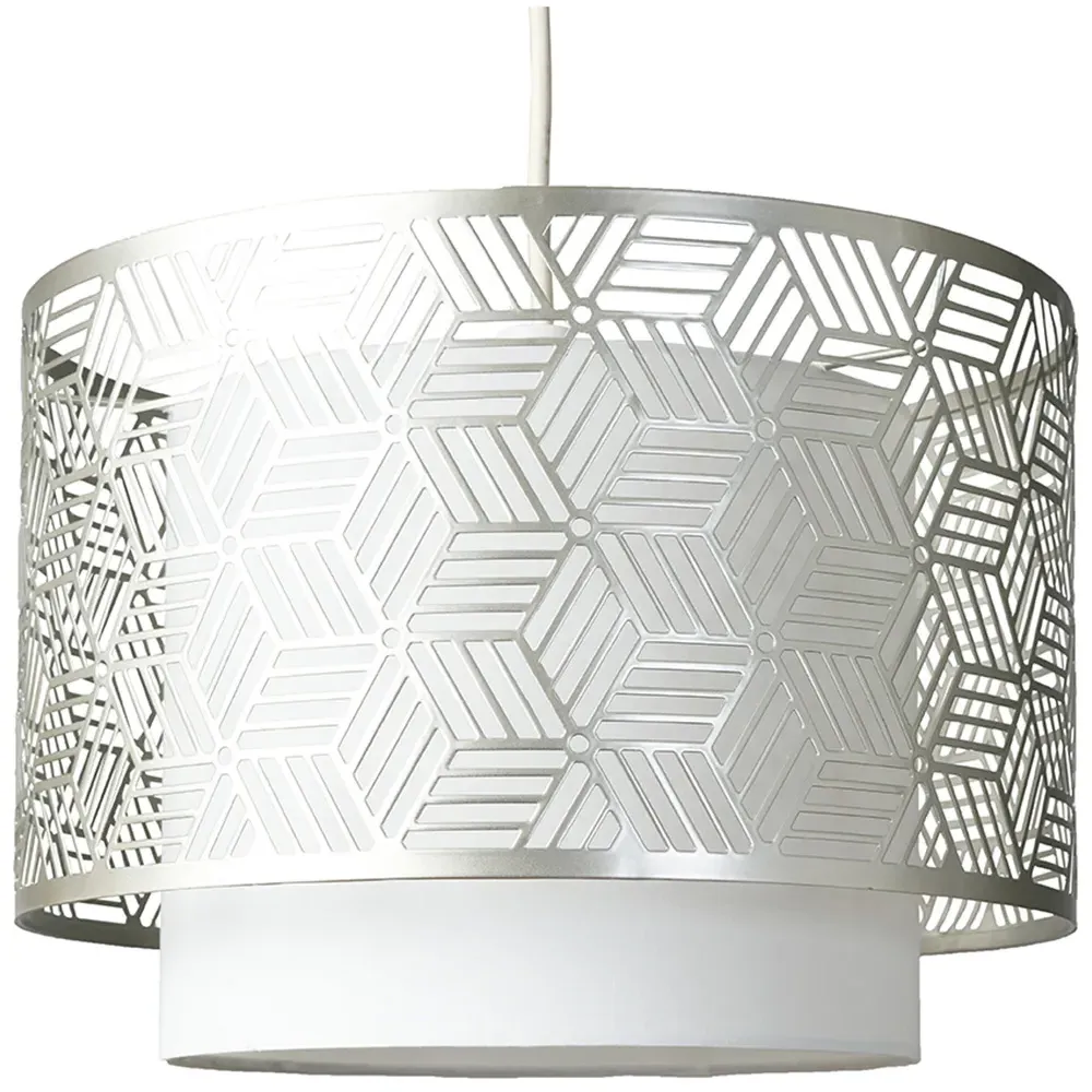 Eugene Geo Drum Pendant Light Shade - Grey, Metal image