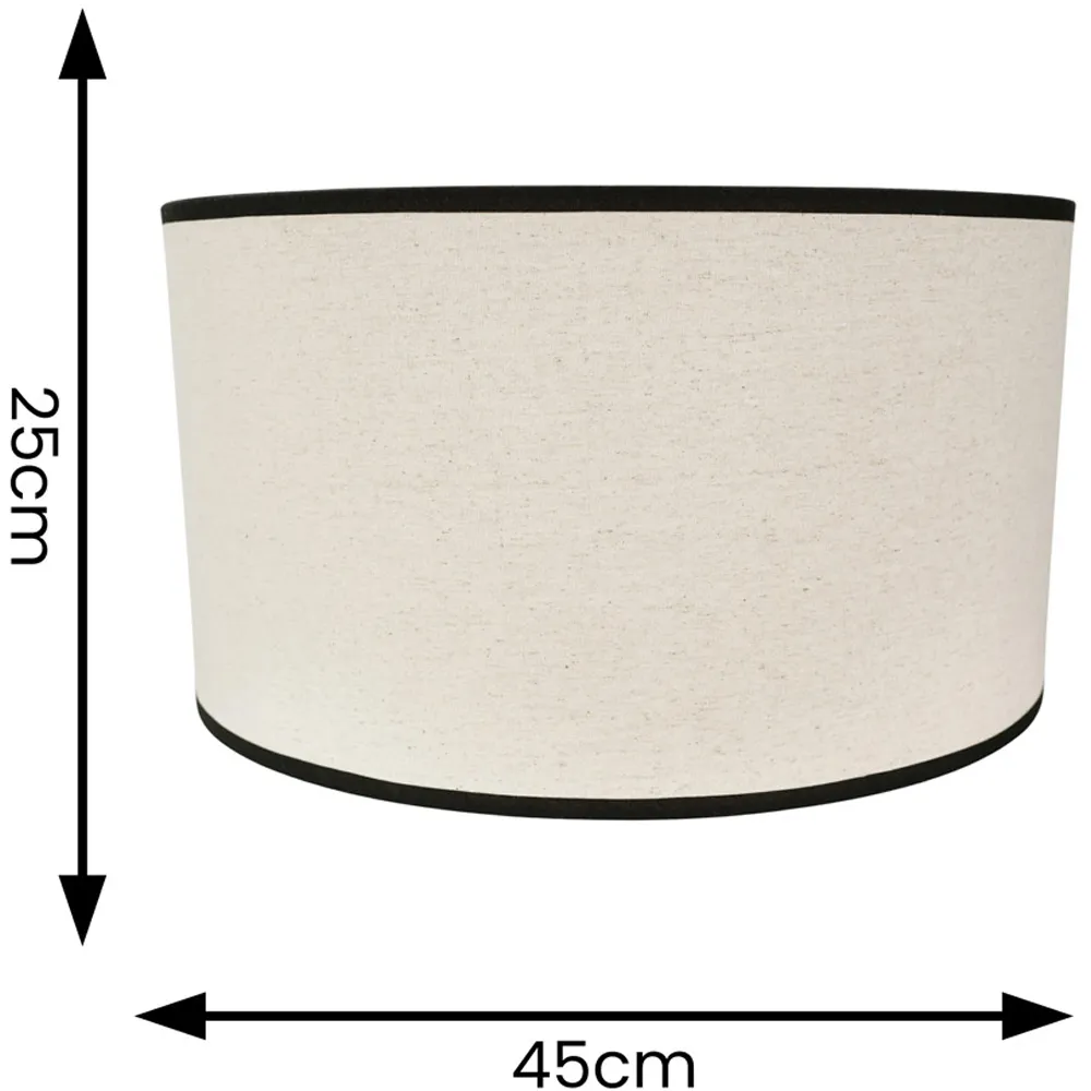 Eva Large Drum Lamp Shade with Black Trim - Cream, Linen