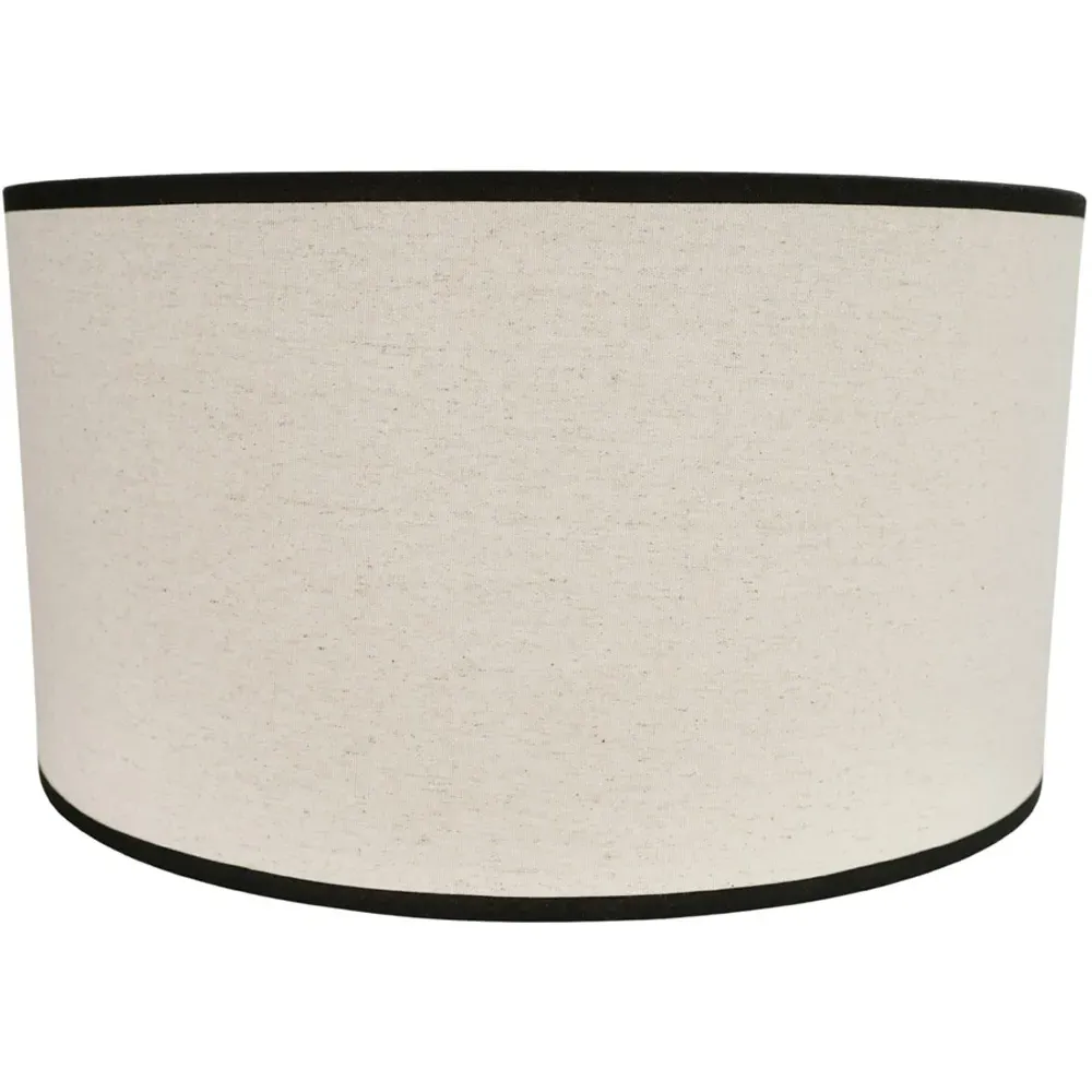 Eva Large Drum Lamp Shade with Black Trim - Cream, Linen