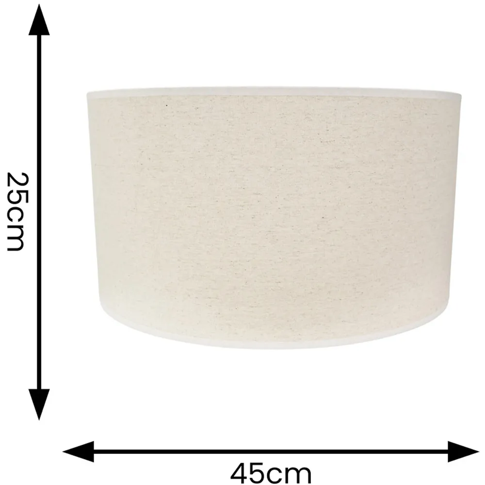 Eva Large Drum Lamp Shade with White Trim - Cream, Linen