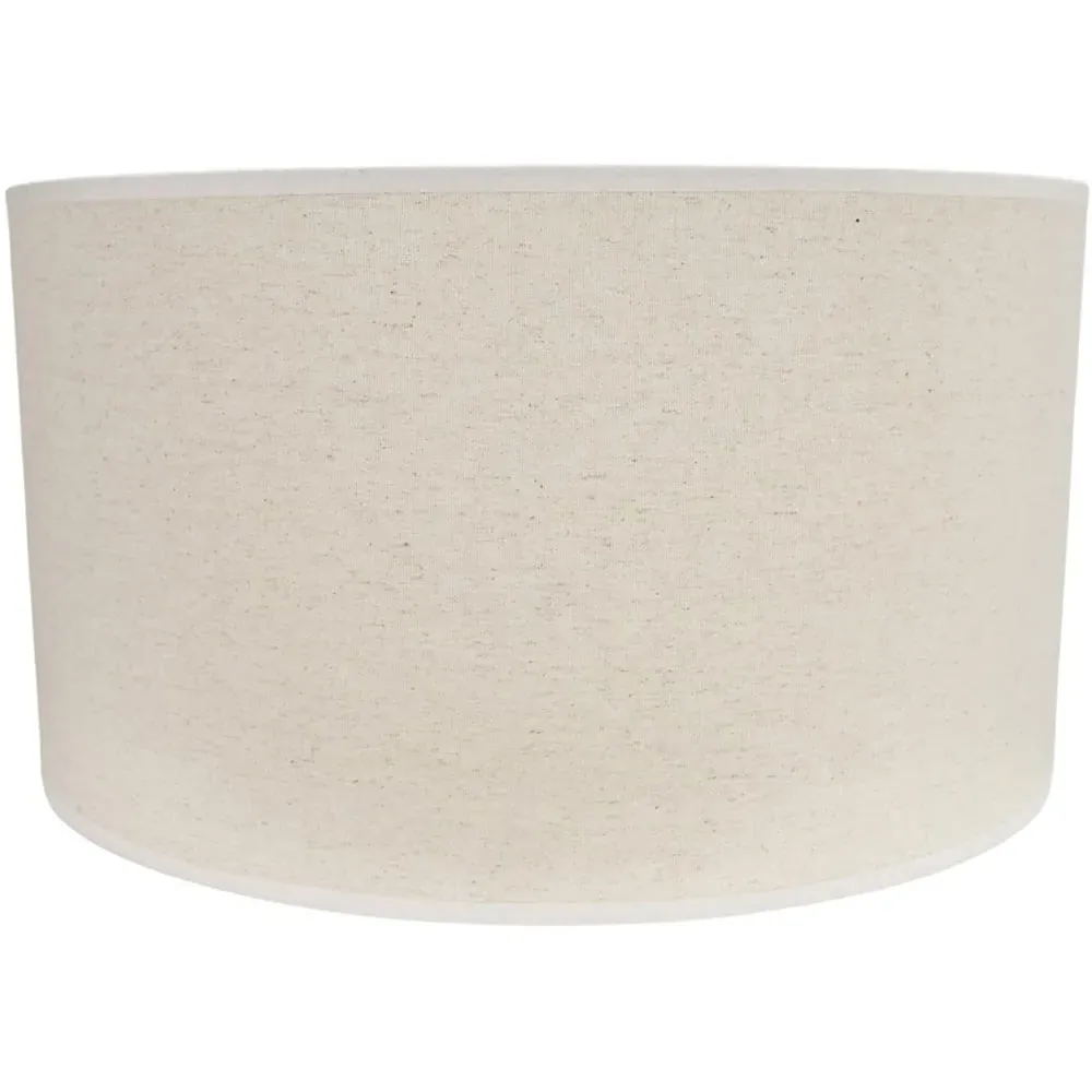 Eva Large Drum Lamp Shade with White Trim - Cream, Linen
