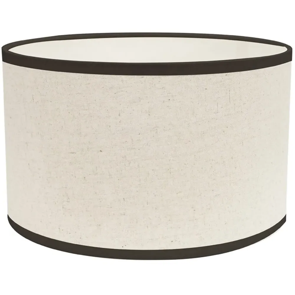 Eva Small Drum Lamp Shade with Black Trim - Cream, Linen image