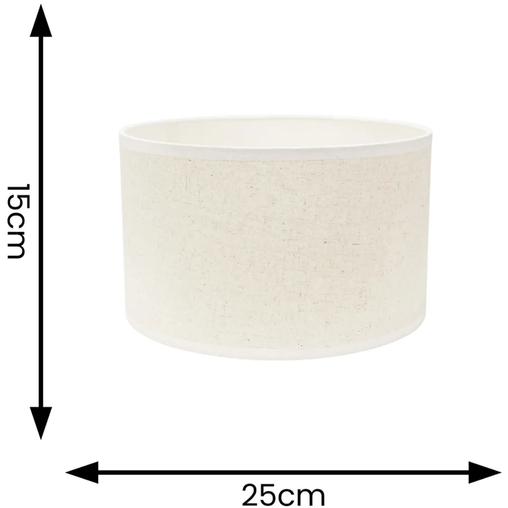 Eva Small Drum Lamp Shade with White Trim - Cream, Linen