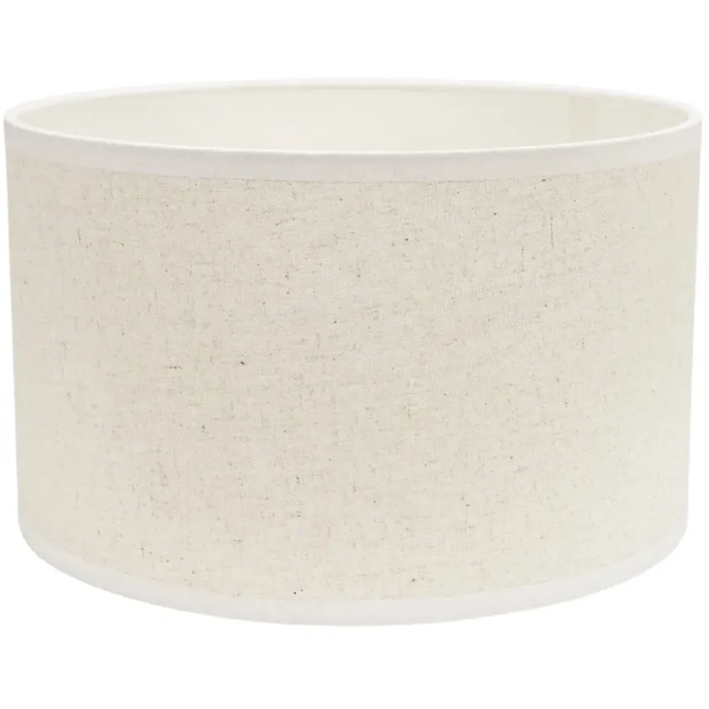 Eva Small Drum Lamp Shade with White Trim - Cream, Linen