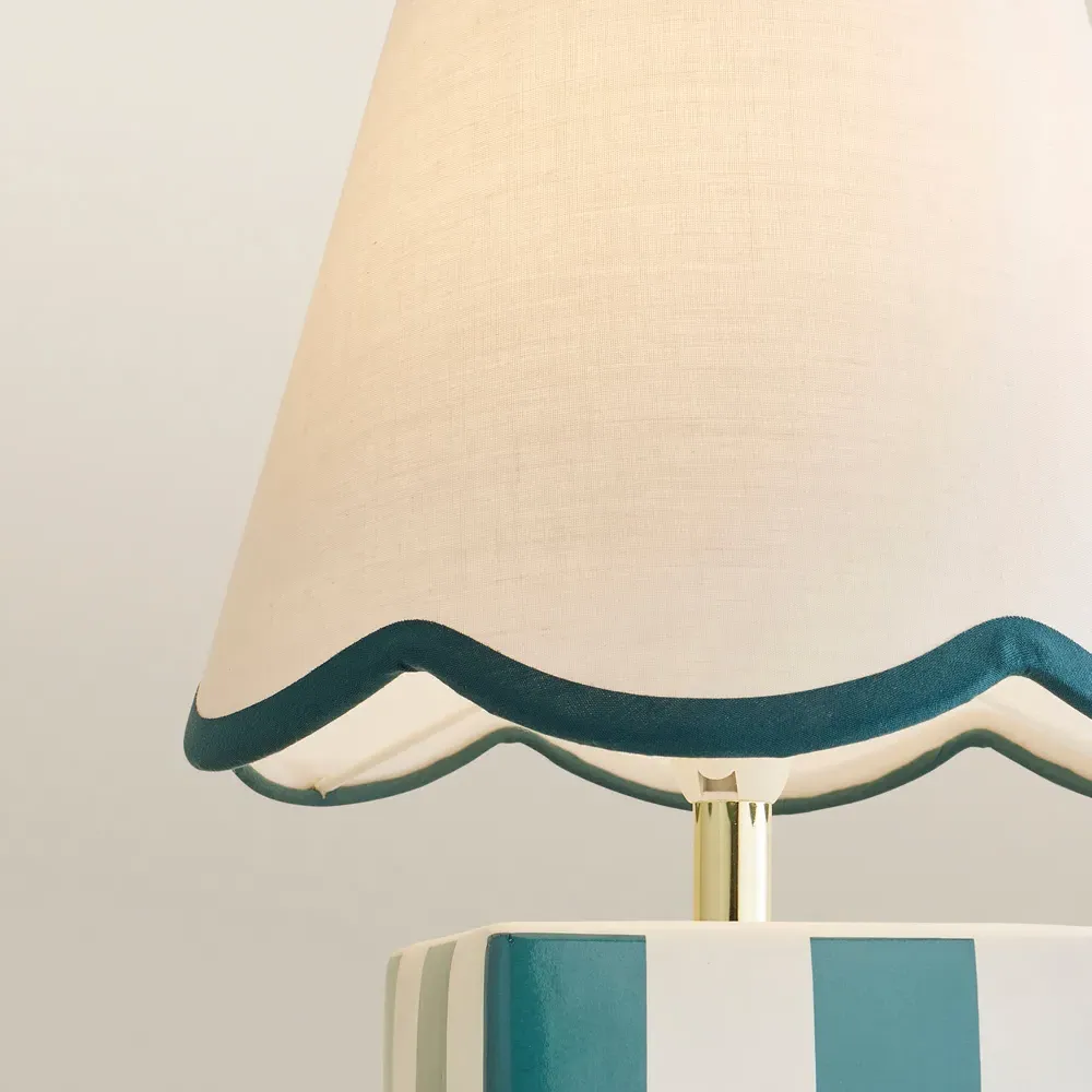 Evie Cube Checkered Ceramic LED Table Lamp - Green