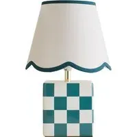 Evie Cube Checkered Ceramic LED Table Lamp - Green
