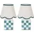 Evie Set of 2 Cube Checkered Ceramic LED Table Lamp - Green