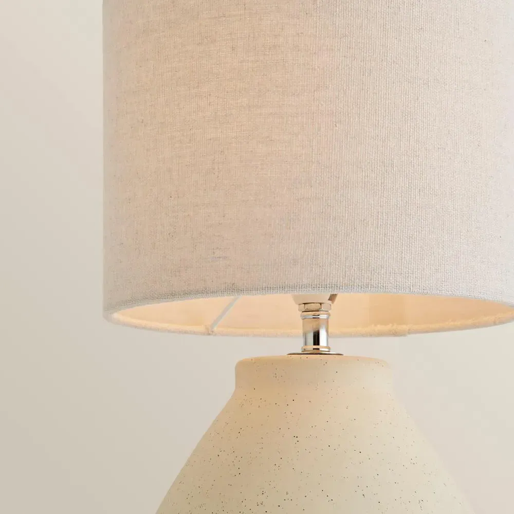 Finn Rechargeable Table Lamp with Linen Shade - Cream, Ceramic